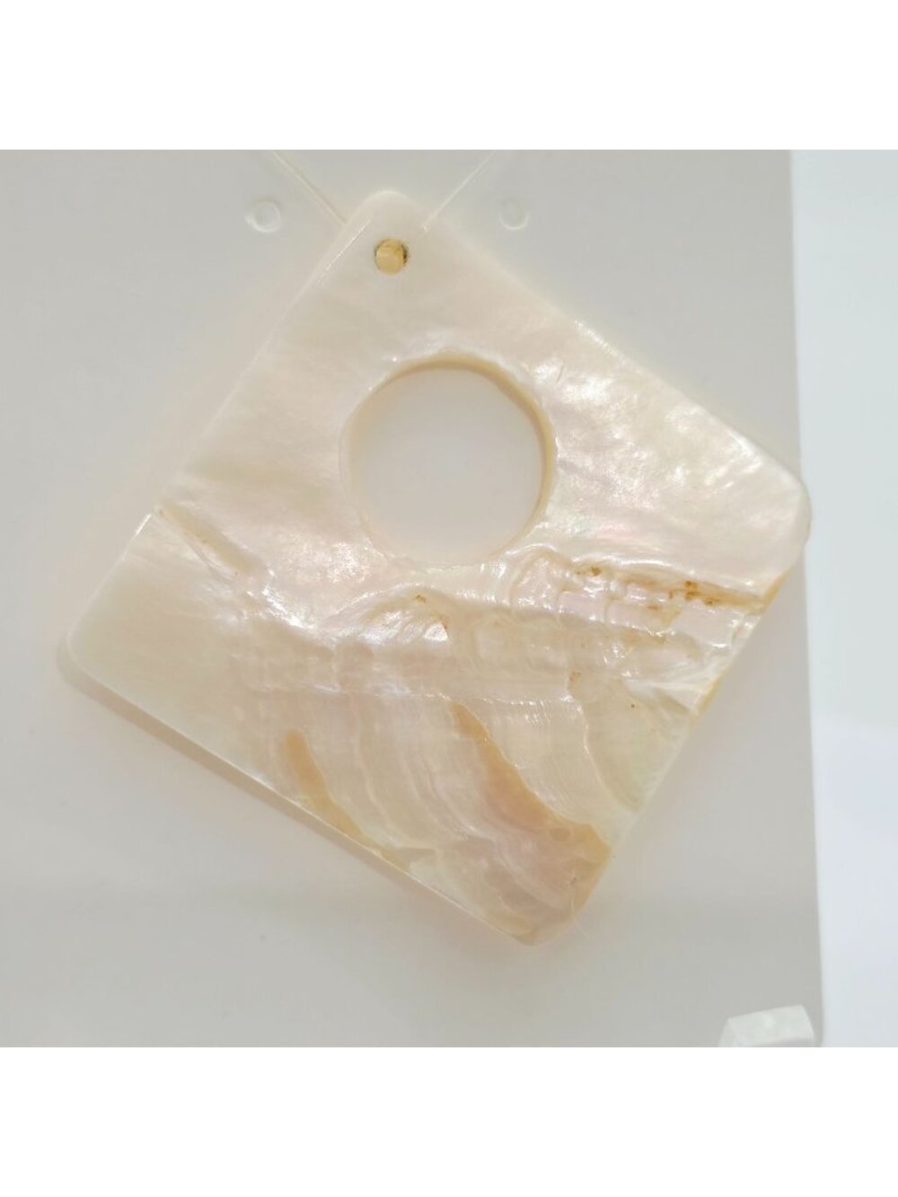 Square Mother Of Pearl Pendant Center Cutout Iridescent Finish Jewelry Accent